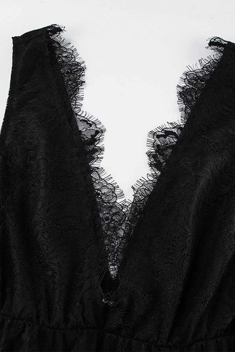 Vestido de encaje sexy con cuello en V y encaje