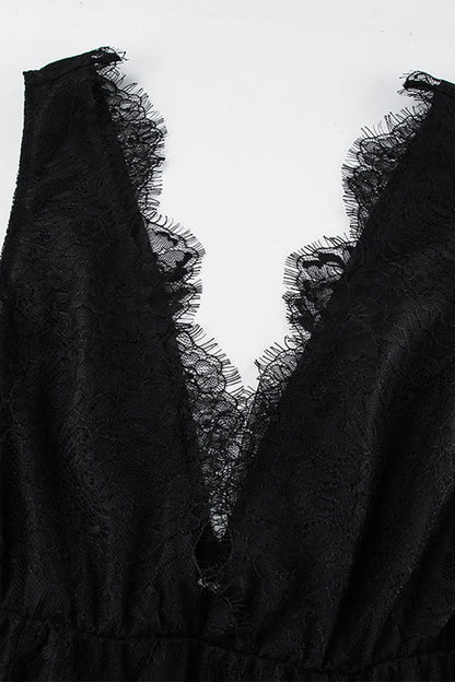Vestido de encaje sexy con cuello en V y encaje