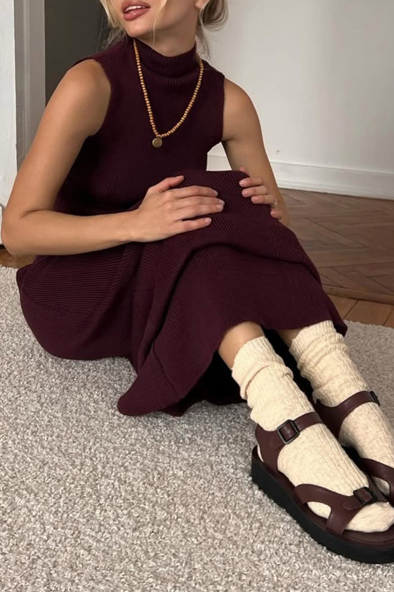 Conjunto informal de cuello alto sin mangas de dos piezas (4 colores)