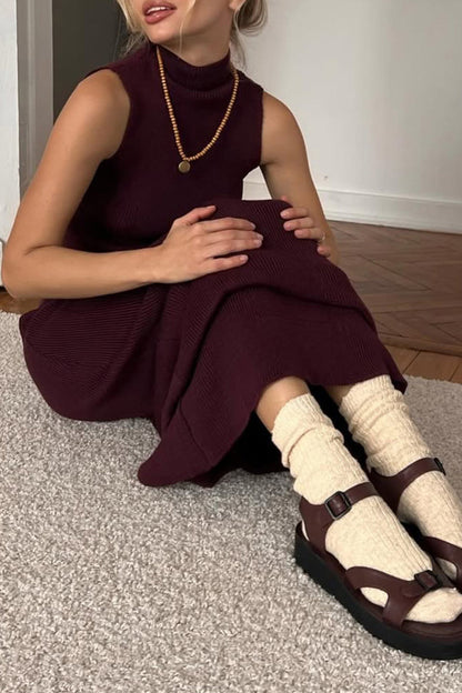 Conjunto informal de cuello alto sin mangas de dos piezas (4 colores)