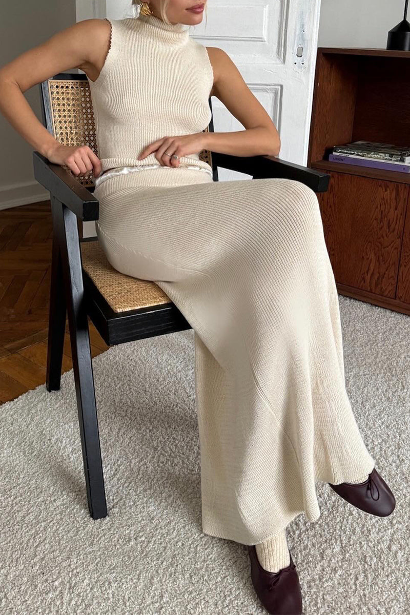 Conjunto informal de cuello alto sin mangas de dos piezas (4 colores)