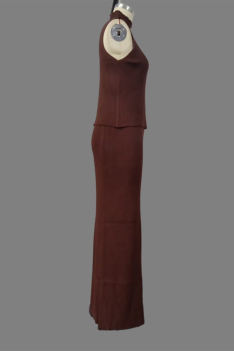 Conjunto informal de cuello alto sin mangas de dos piezas (4 colores)