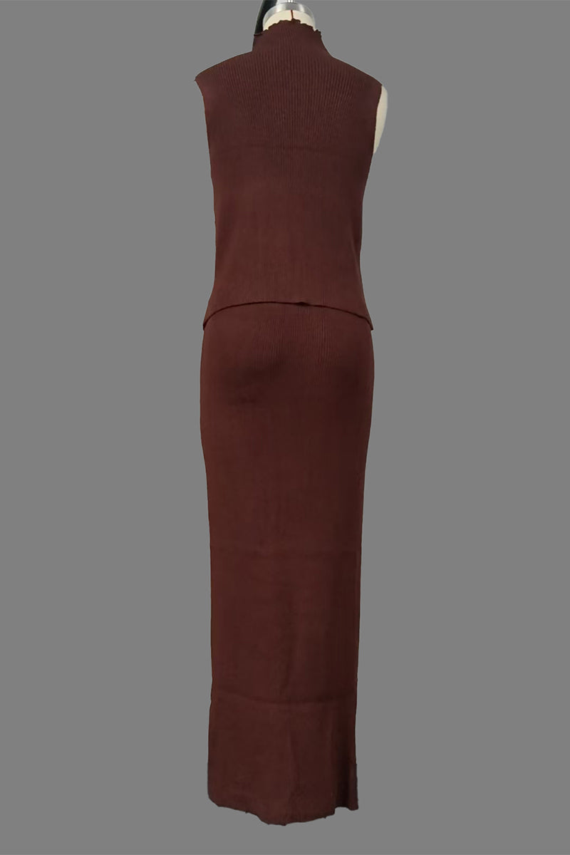 Conjunto informal de cuello alto sin mangas de dos piezas (4 colores)