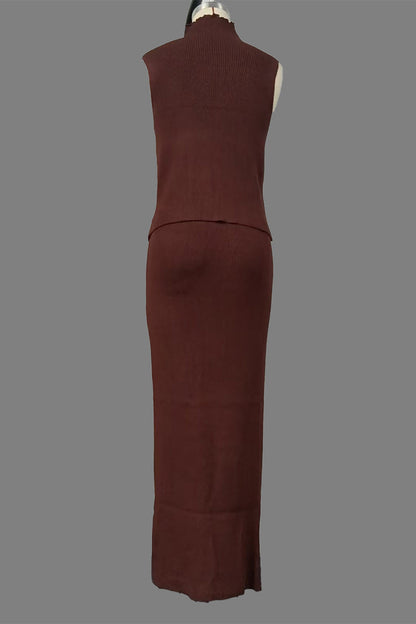 Conjunto informal de cuello alto sin mangas de dos piezas (4 colores)