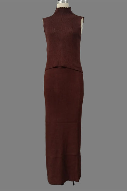 Conjunto informal de cuello alto sin mangas de dos piezas (4 colores)