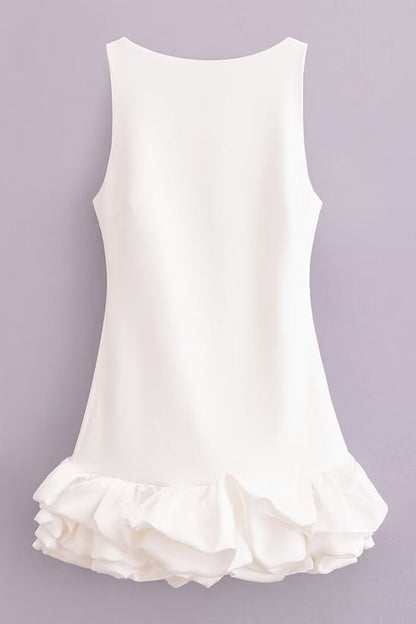 Vestidos sexys sin mangas con cuello redondo fruncido