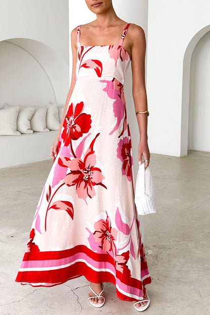Vestidos de tirantes con estampado floral en contraste para vacaciones