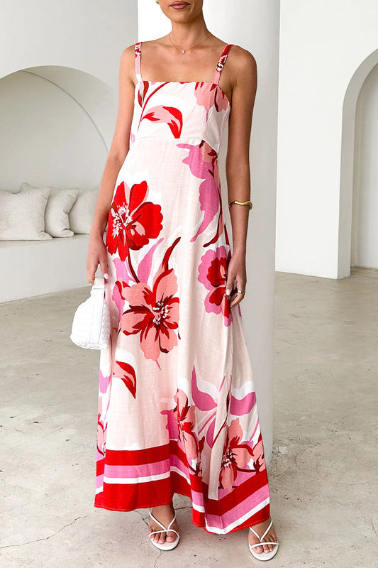 Vestidos de tirantes con estampado floral en contraste para vacaciones