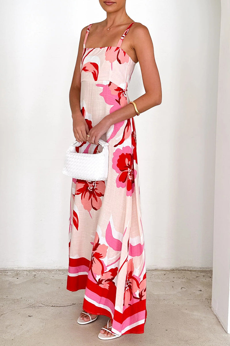 Vestidos de tirantes con estampado floral en contraste para vacaciones