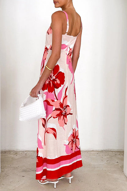Vestidos de tirantes con estampado floral en contraste para vacaciones