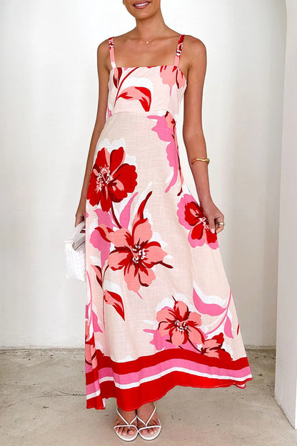 Vestidos de tirantes con estampado floral en contraste para vacaciones