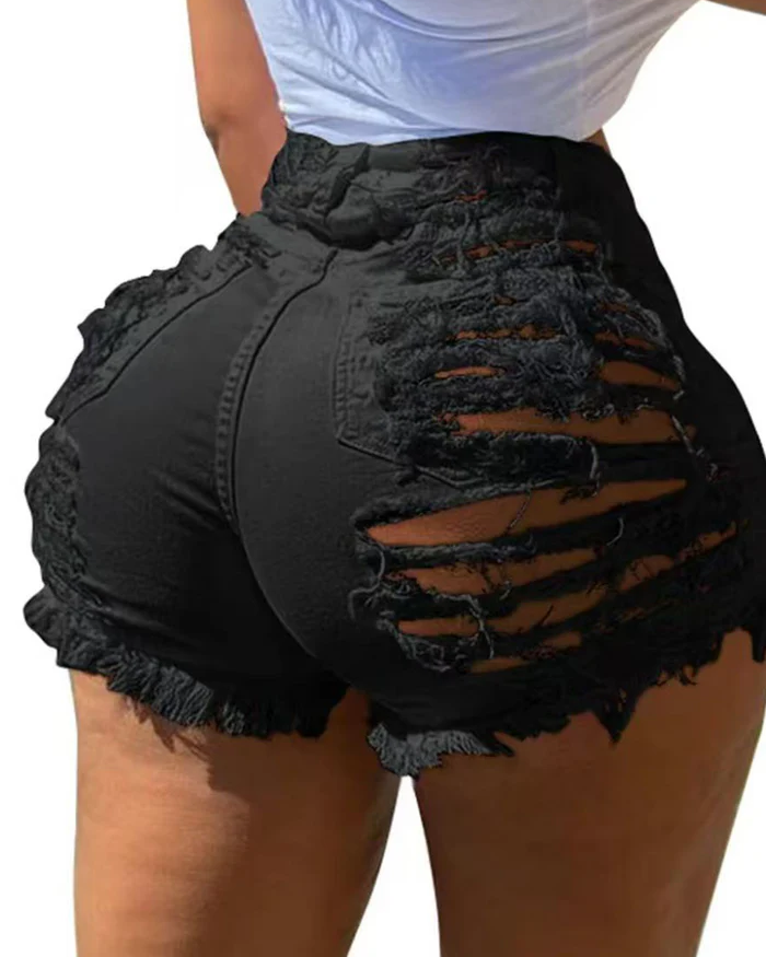 Ripped Denim Shorts
