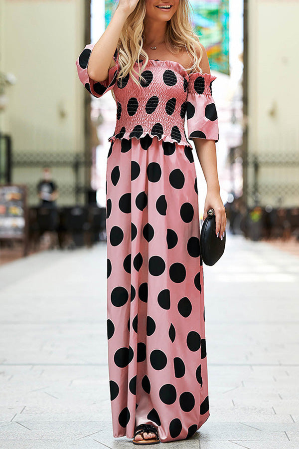 Falda elástica con estampado de lunares y temperamento