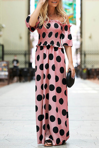 Falda elástica con estampado de lunares y temperamento