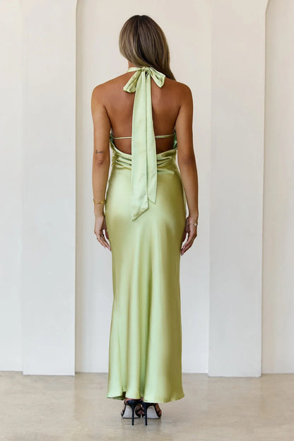 Majestic Girl Halter Satin Maxi Dress