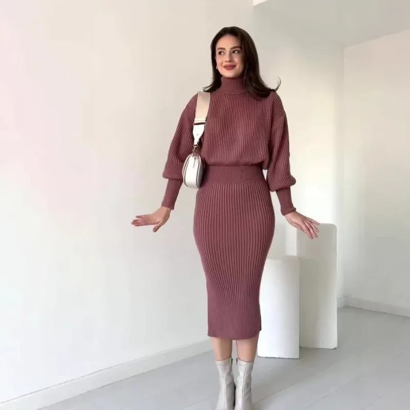 Cleo - Ribbed Sweater Dress - Chic/Elegant - Tailored Fit - Ideal for Fall/Winter