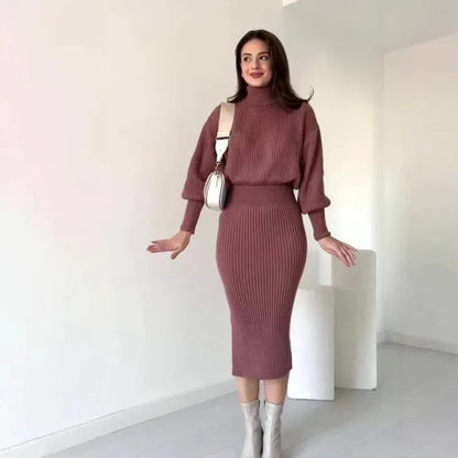 Cleo - Ribbed Sweater Dress - Chic/Elegant - Tailored Fit - Ideal for Fall/Winter