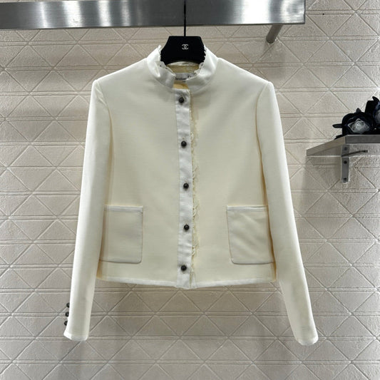 CD 25 Floral Embroidered Lapel Blazer Wool And Silk