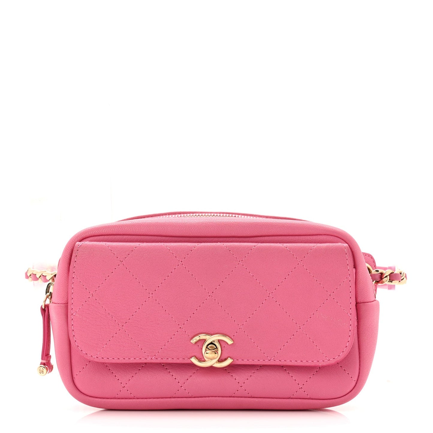 Goatksin Quilted Casual Trip Waist Bag Pink