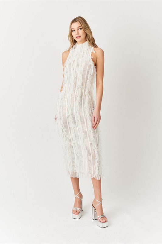 Vestido midi con volantes y cuello alto Bonnie 