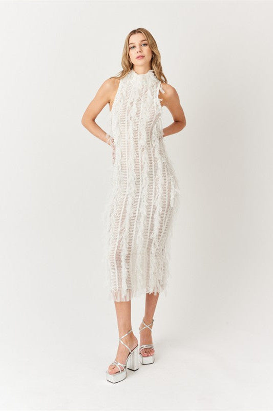 Vestido midi con volantes y cuello alto Bonnie 