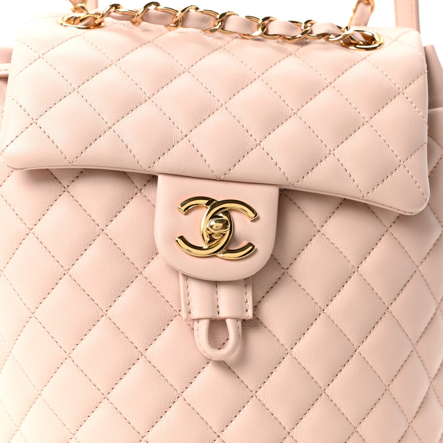 Calfskin Quilted Small Urban Spirit Backpack Beige