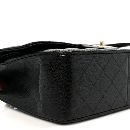 Caviar Quilted Jumbo Double Flap Black