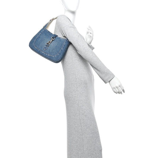 Denim Small Jackie Shoulder Bag Blue Denim