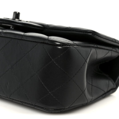 Lambskin Quilted Mini Top Handle Rectangular Flap So Black