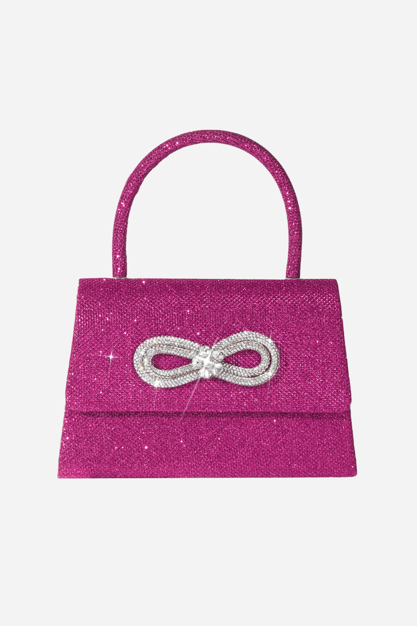 Bolso con asa de diamante y brillo metálico 