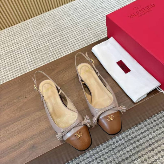 VALENTINO GARAVANI VALET DU ROI SLINGBACK BALLERINA ROSE AND BROWN