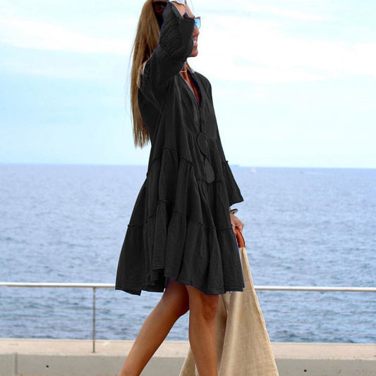 Mono de otoño para mujer, vestido holgado con costuras