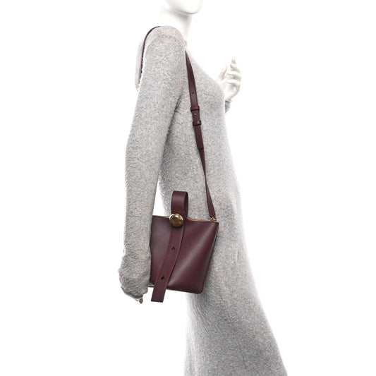 Calfskin Mini Pebble Bucket Bag Dark Burgundy