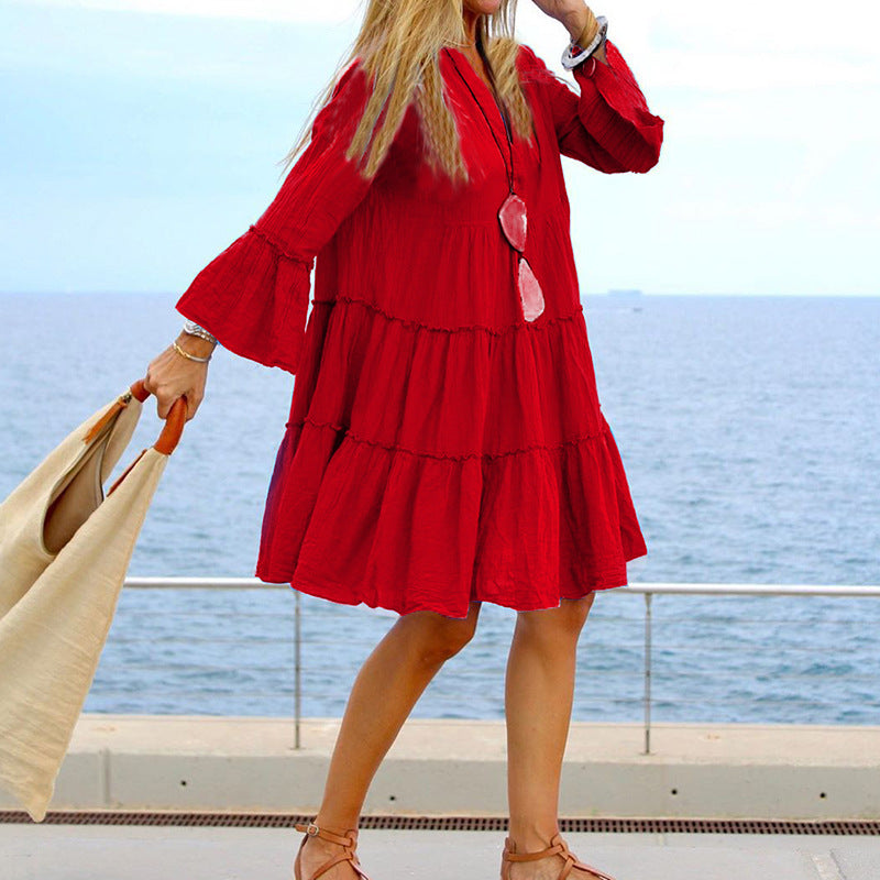 Autumn Jumpsuit Women Loose Stitching Dress
