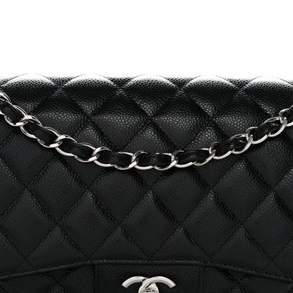 Caviar Quilted Jumbo Double Flap Black