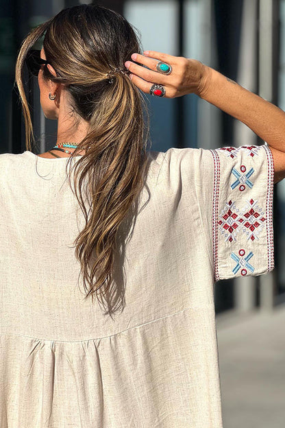 Vestido extragrande de mezcla de lino