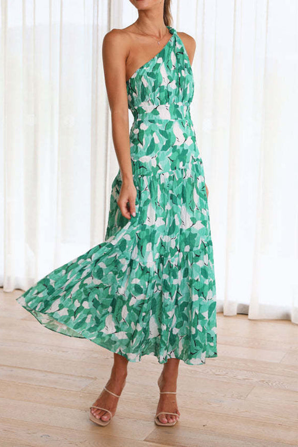 Vestido midi sin mangas con hombros descubiertos y largo medio 