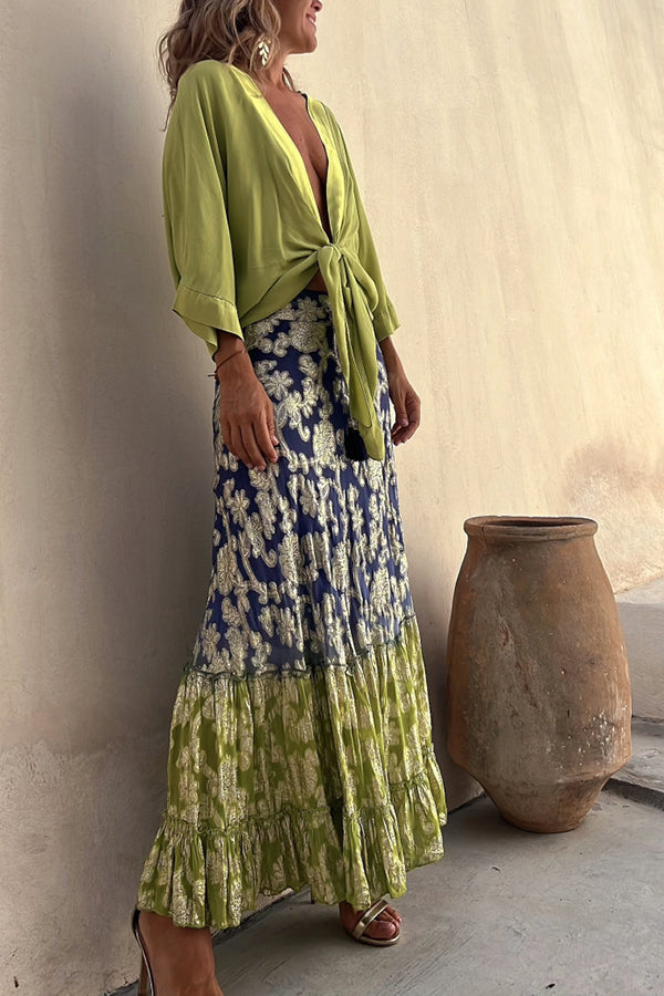 Blusa relajada de satén con lazo delantero Summer Mood