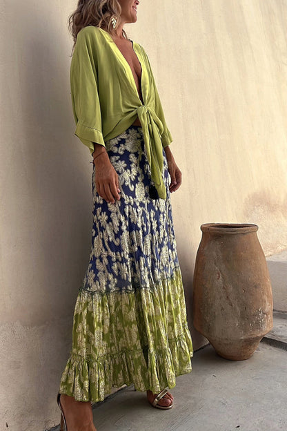 Blusa relajada de satén con lazo delantero Summer Mood