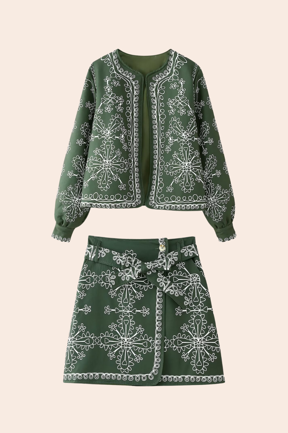 Conjunto de chaqueta acolchada con estampado abstracto 