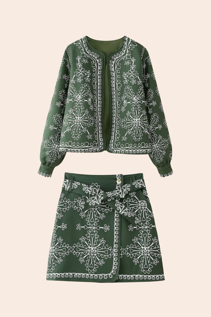 Conjunto de chaqueta acolchada con estampado abstracto 