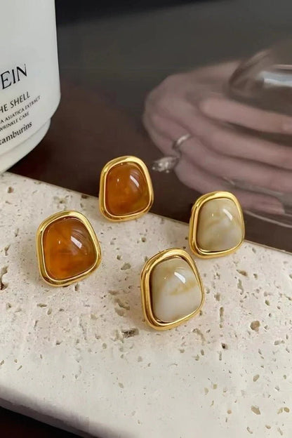 Amber Gem Stone Earrings