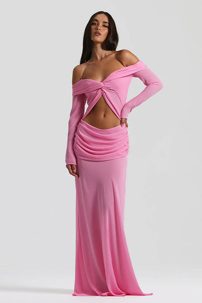 Moonlit Grace Off-Shoulder Dress