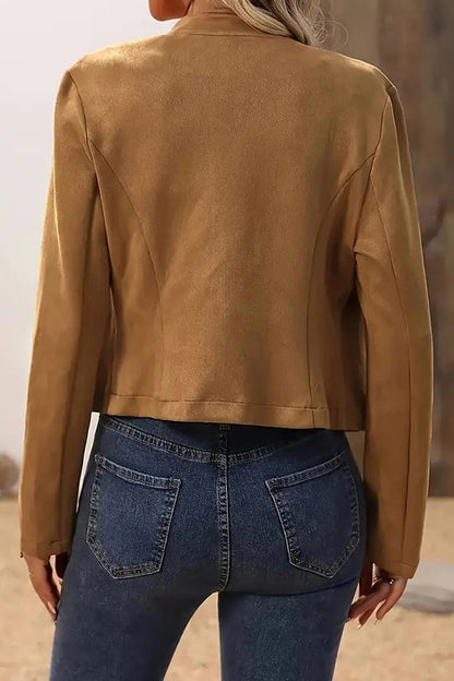 Chaqueta vintage lisa cruzada con adornos