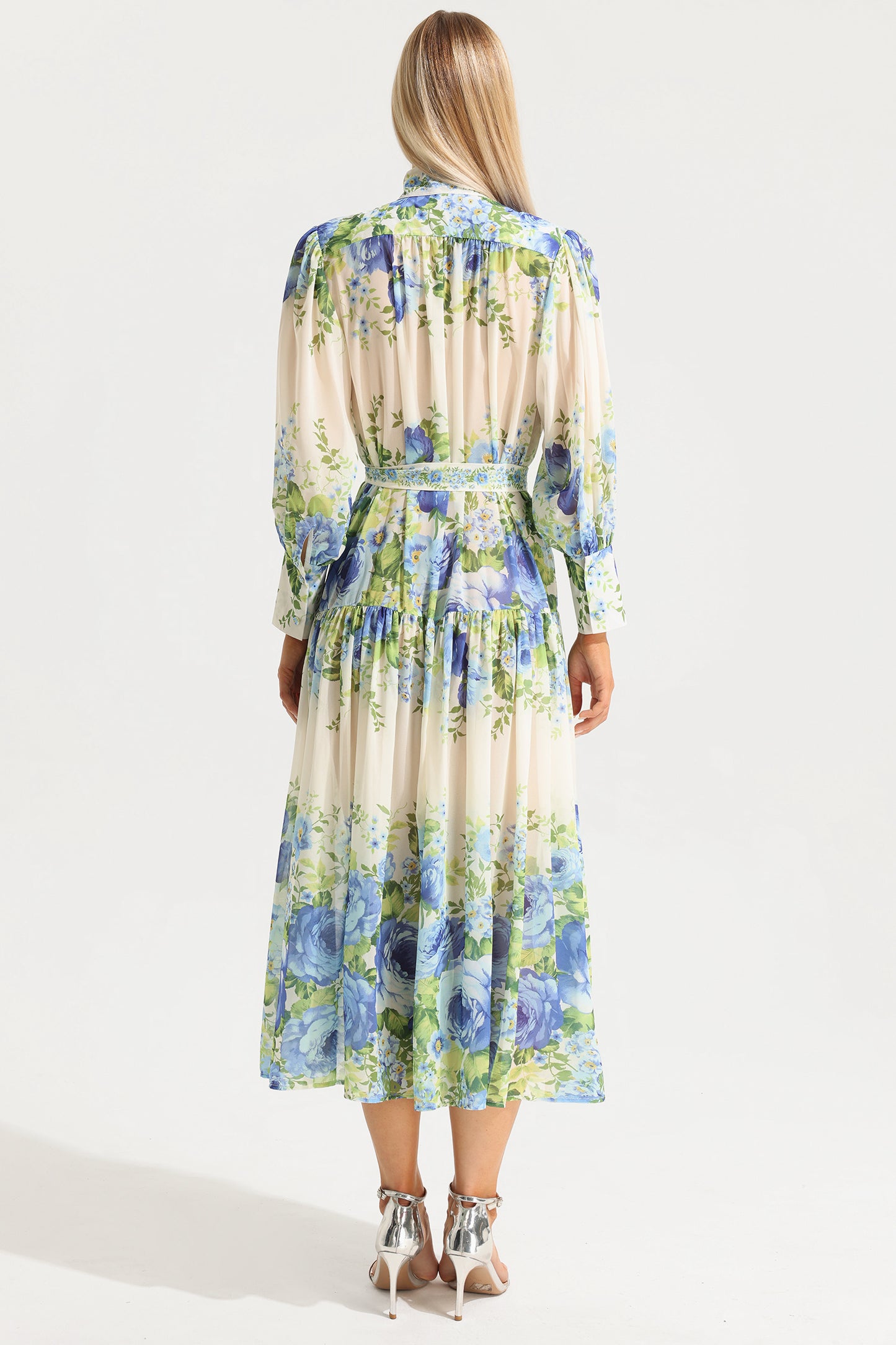 Floral High Neck Long Sleeve Maxi Dress
