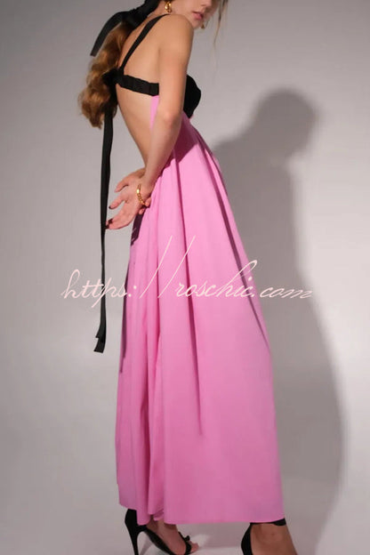 Sexy Sleeveless Backless Lace Up Maxi Dress