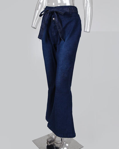 Denim High Waist Bell-Bottom Jeans