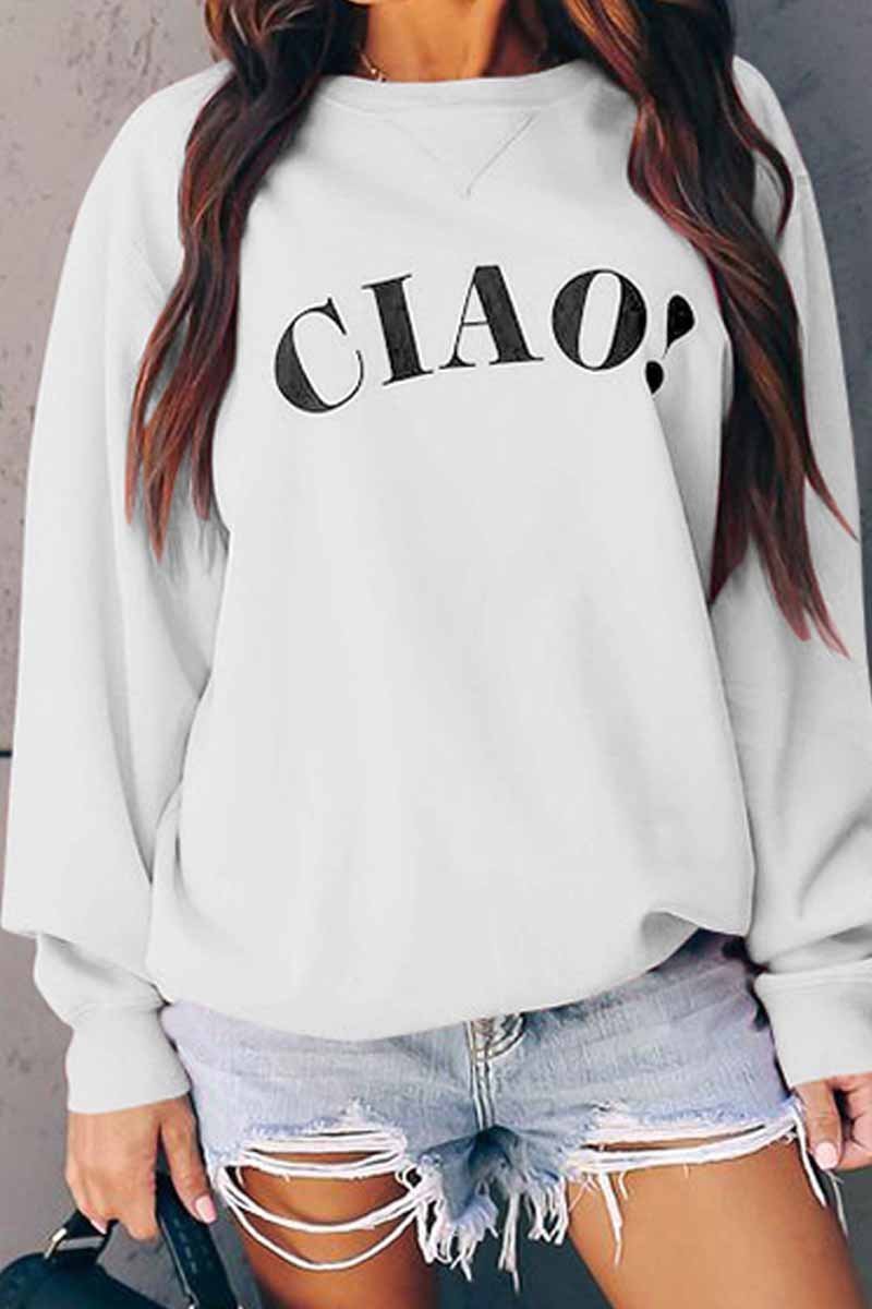 Tops blancos informales con estampado Ciao y lácteos