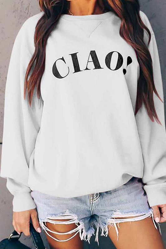 Tops blancos informales con estampado Ciao y lácteos