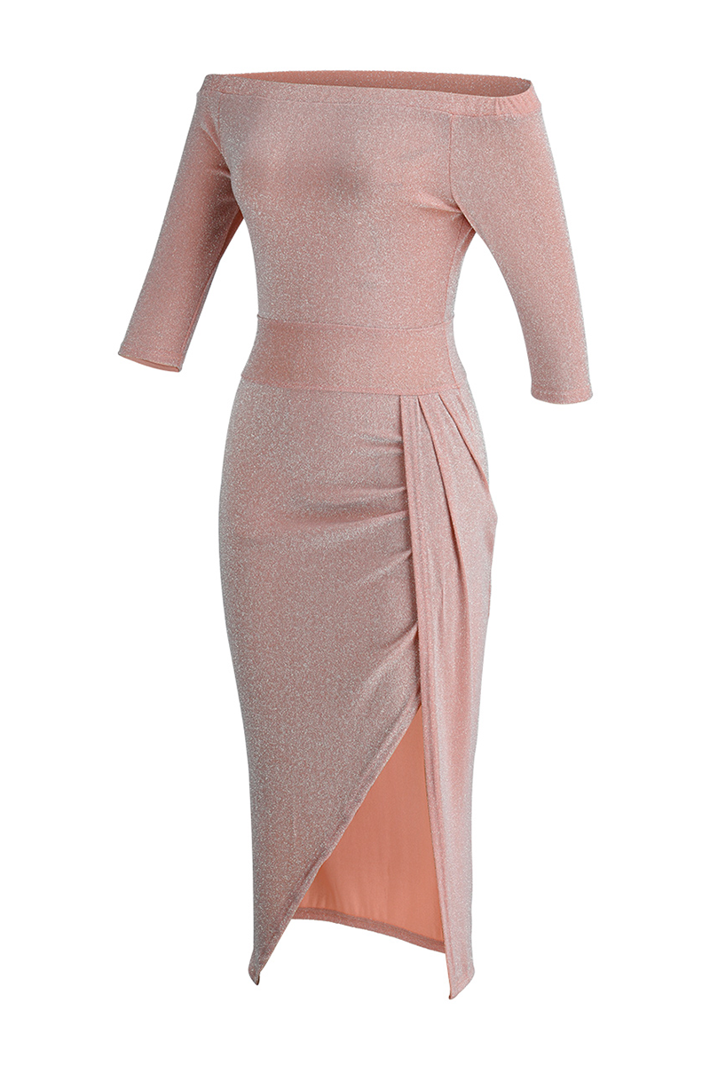 Vestidos largos con cuello cruzado y abertura en la cadera (5 colores)
